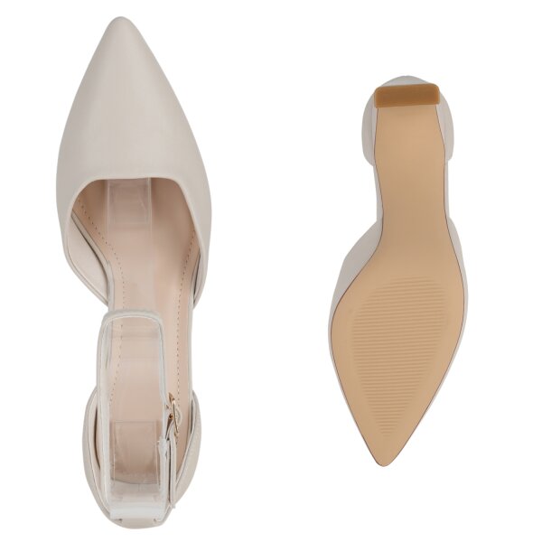 Stiefelparadies Damen Spitze Pumps in Beige Auslauf