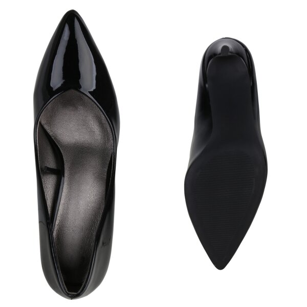 Stiefelparadies Damen Spitze Pumps in Schwarz Lack Angebote