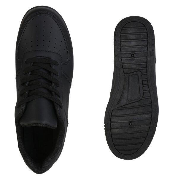 Stiefelparadies Damen Plateau Sneaker in Schwarz Limitierter Zeitrabatt