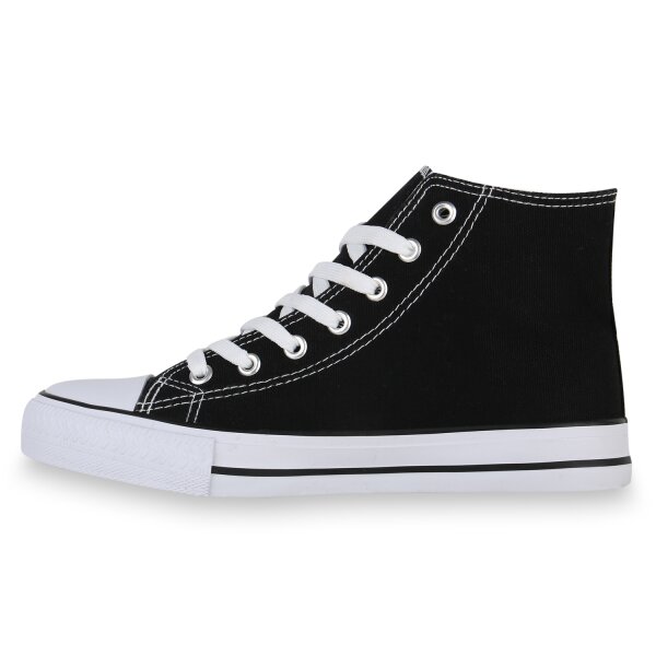 Stiefelparadies Damen Sneaker High in Schwarz