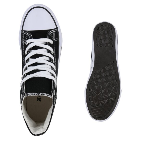 Stiefelparadies Damen Sneaker High in Schwarz Fabrik Onlineshop