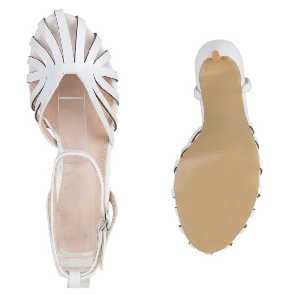 Stiefelparadies Damen Slingpumps in Weiss Sonderangebot