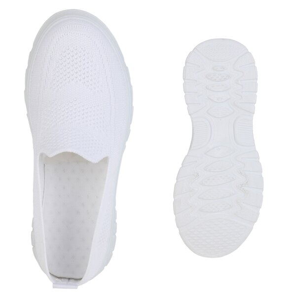 Stiefelparadies Damen Slip Ons in Weiss Rabatt