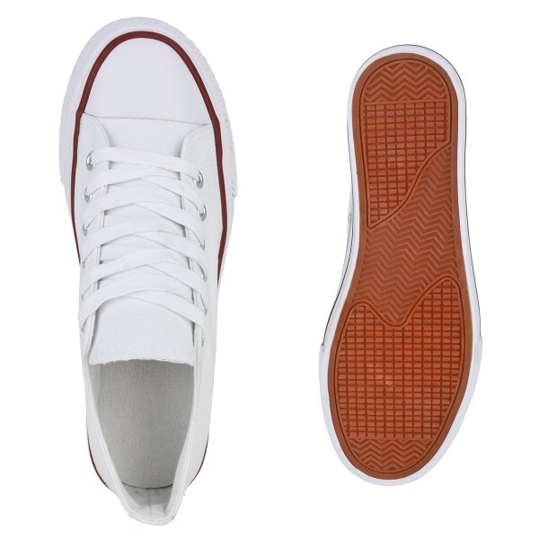 Stiefelparadies Damen Sneaker low in Weiss Flash Sale