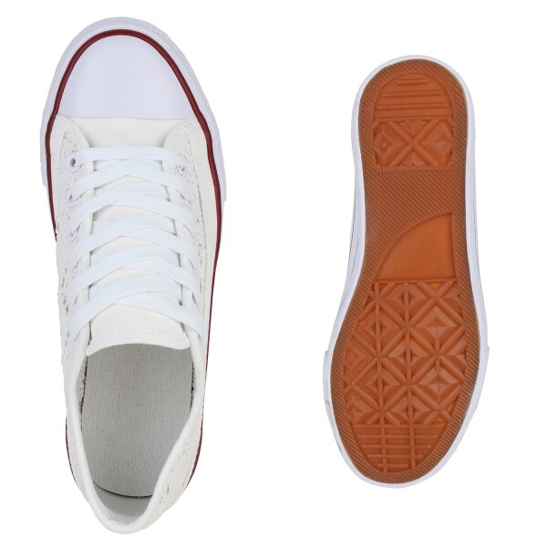 Stiefelparadies Damen Sneaker low in Weiss Begrenztes Angebot