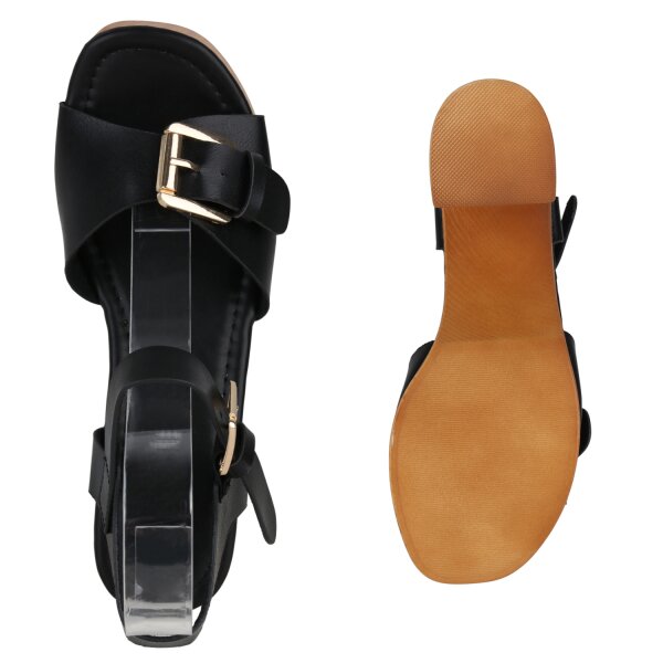 Stiefelparadies Damen Plateau Sandaletten in Schwarz Online Shopping