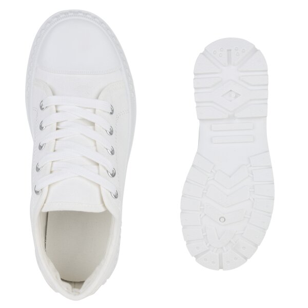 Stiefelparadies Damen Sneaker low in Weiss Preisnachlass