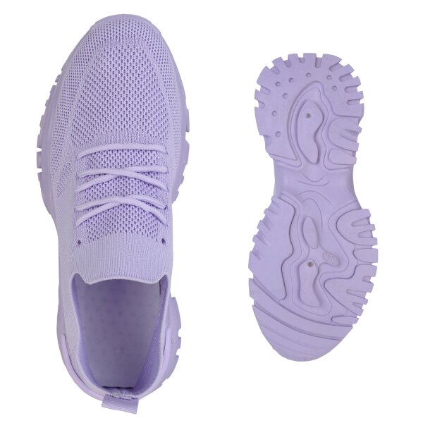 Stiefelparadies Damen Plateau Sneaker in Helllila Jubiläumsangebot