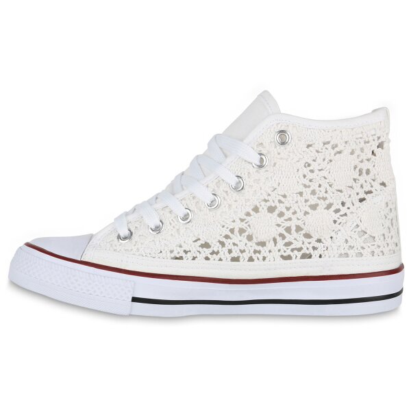 Stiefelparadies Damen Sneaker high in Weiss Lagerräumung