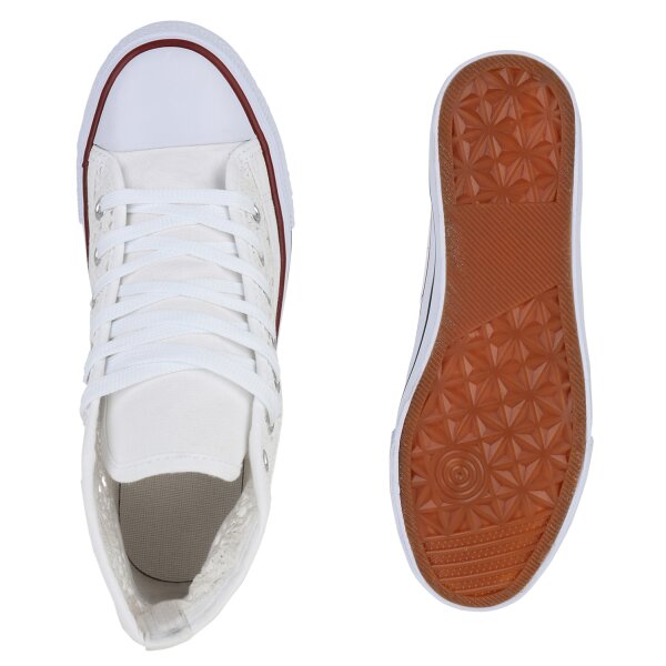 Stiefelparadies Damen Sneaker high in Weiss Lagerräumung