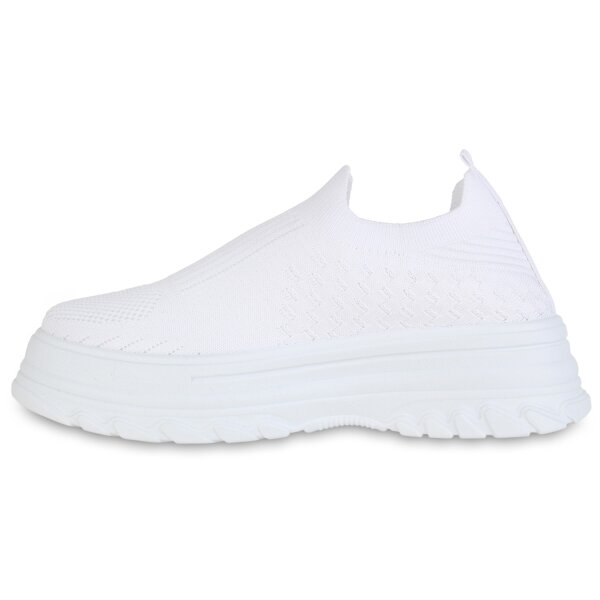 Stiefelparadies Damen Slip Ons in Weiss Sonderangebote
