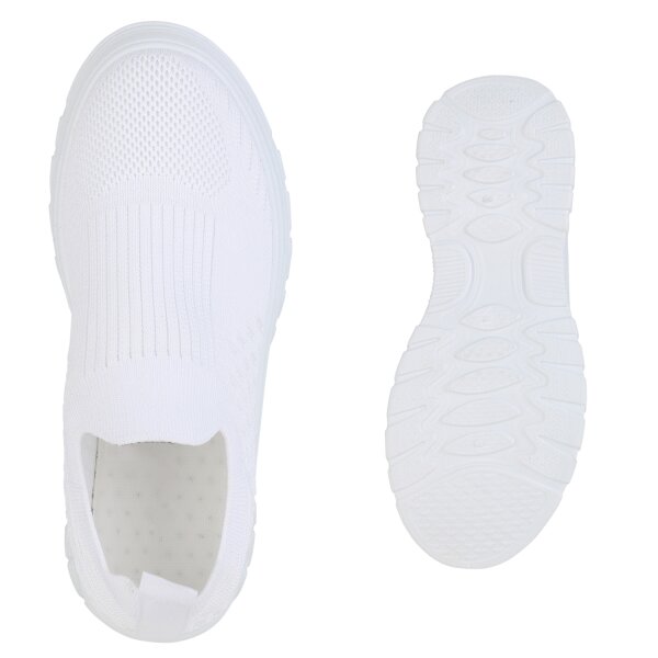 Stiefelparadies Damen Slip Ons in Weiss Sonderangebote