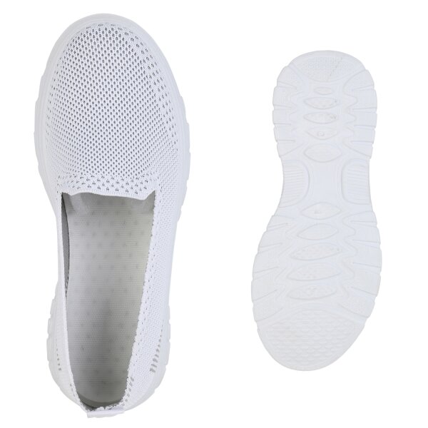 Stiefelparadies Damen Slip Ons in Weiss Riesige Ersparnisse
