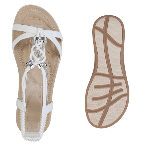 Stiefelparadies Damen Riemchensandalen in Weiss Wochenangebot