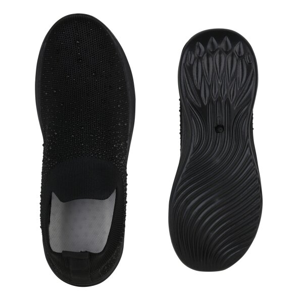 Stiefelparadies Damen Slip Ons in Schwarz Letzte 3 Tage