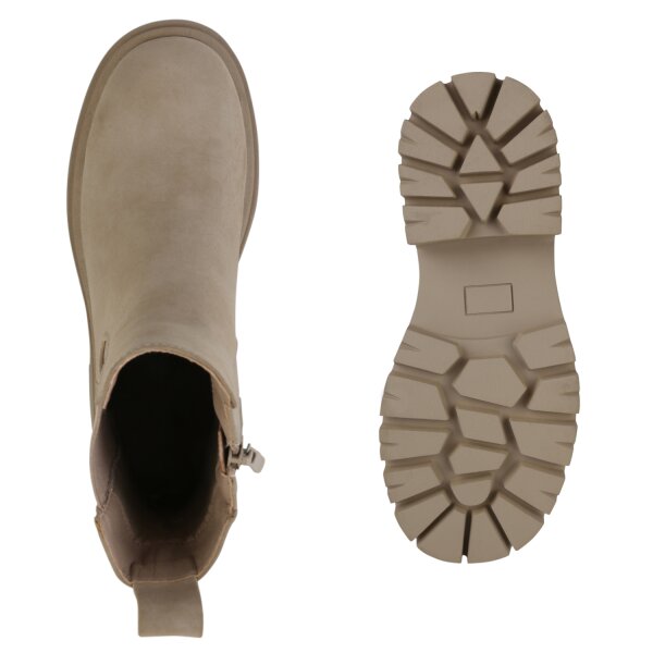 Stiefelparadies Damen Plateau Boots in Khaki Letzter Tag