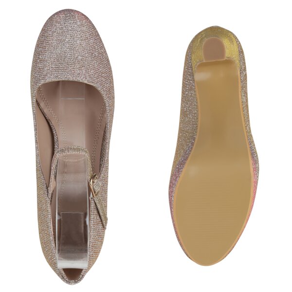 Stiefelparadies Damen Mary Janes in Rose Gold Bis zu 65% Rabatt