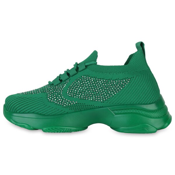 Stiefelparadies Damen Plateau Sneaker in Grün Bis zu 55% Rabatt
