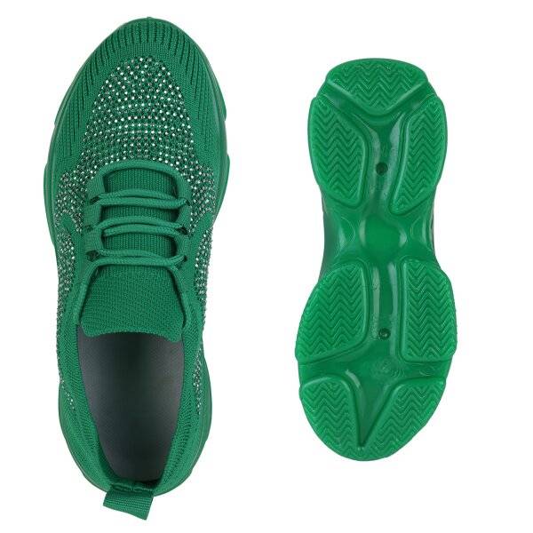 Stiefelparadies Damen Plateau Sneaker in Grün Bis zu 55% Rabatt