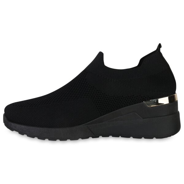 Stiefelparadies Damen Slip Ons in Schwarz Discount Store für neue Produkte