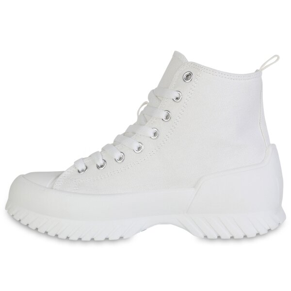 Stiefelparadies Damen Sneaker high in Weiss Nur noch ein Tag übrig
