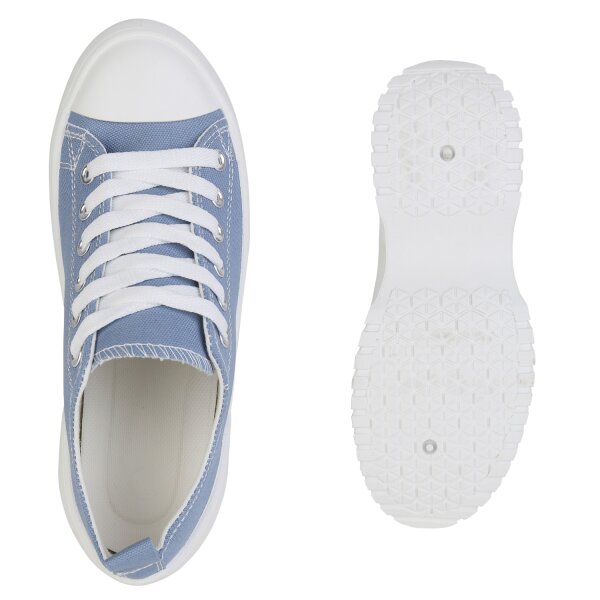 Stiefelparadies Damen Sneaker low in Blau Super Rabatt