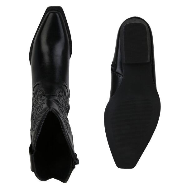 Stiefelparadies Damen Cowboy Boots in Schwarz Riesige Rabatte