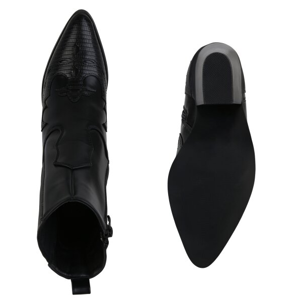 Stiefelparadies Damen Cowboy Boots in Schwarz Online