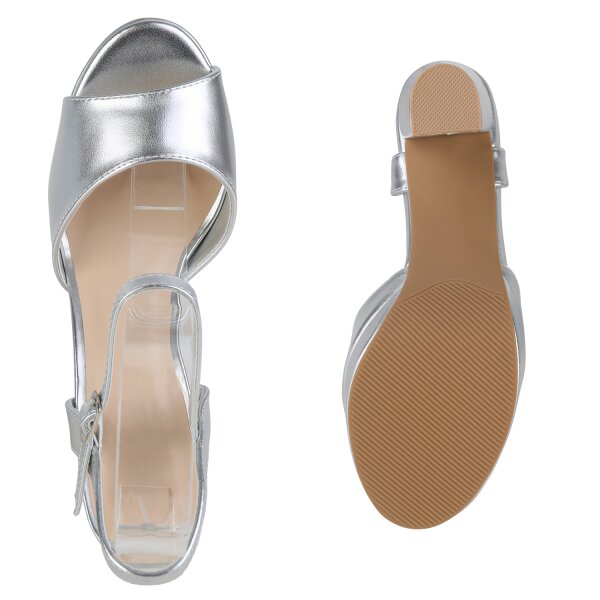 Stiefelparadies Damen Riemchensandaletten in Silber im Angebot