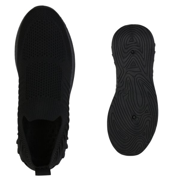 Stiefelparadies Damen Slip Ons in Schwarz Fabrikverkauf