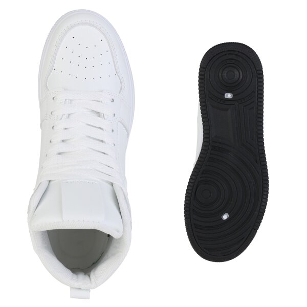 Stiefelparadies Damen Sneaker high in Weiss Blitzverkäufe