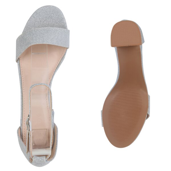 Stiefelparadies Damen Riemchensandaletten in Silber Sonderangebot