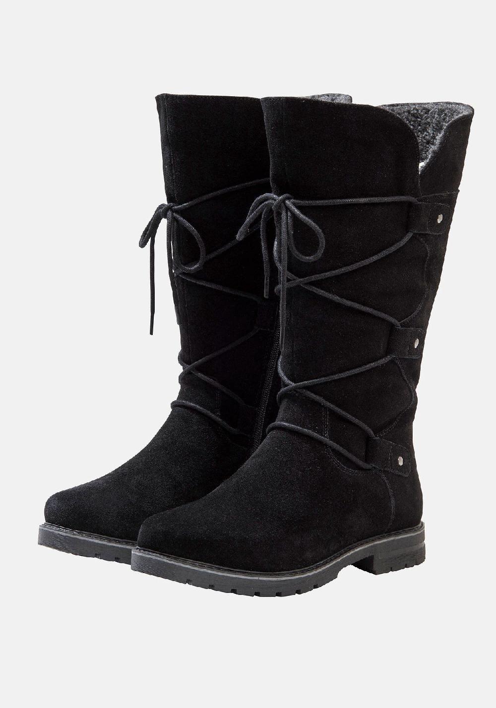 sheego Weitschaftstiefel aus Veloursleder mit Schnürung Sonderangebot
