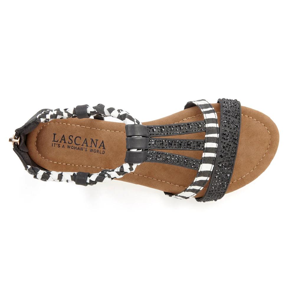 LASCANA Sandale Sandalette Sommerschuh mit Verzierung und kleinem Keilabsatz VEGAN Kostenloser Versand