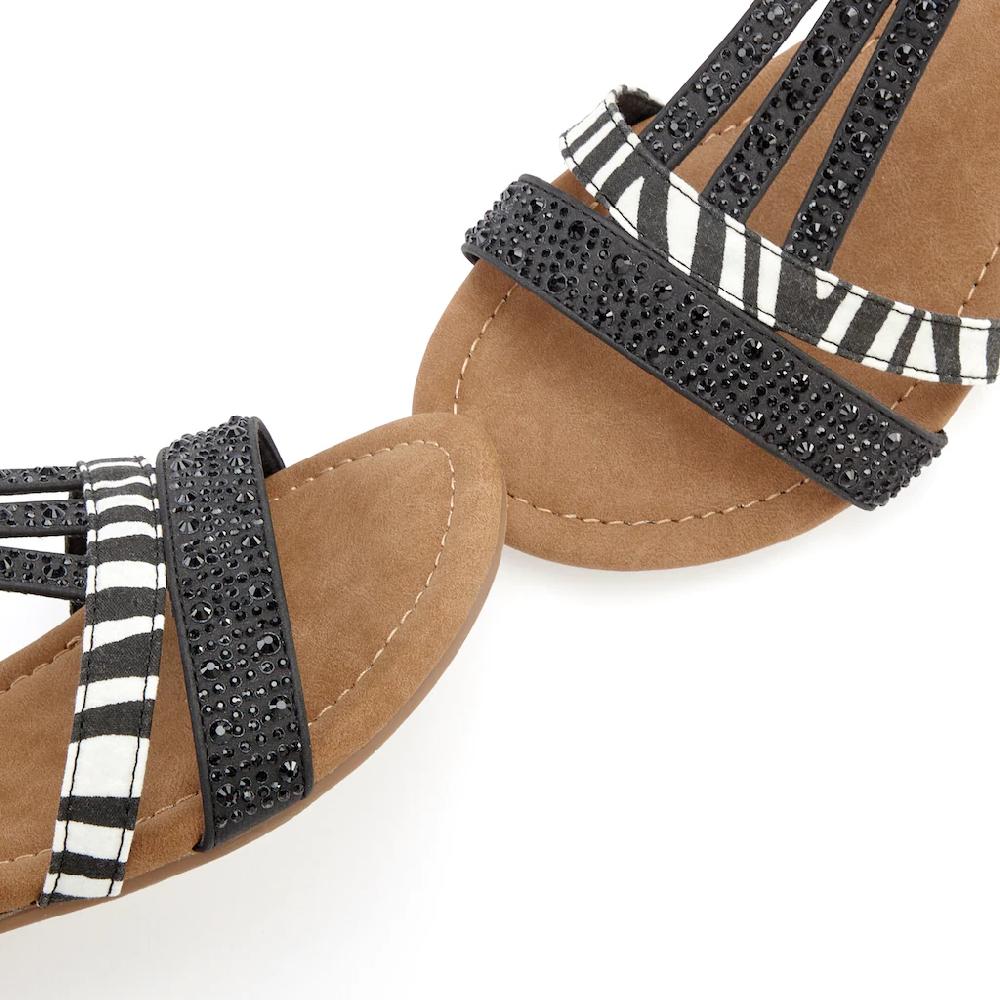 LASCANA Sandale Sandalette Sommerschuh mit Verzierung und kleinem Keilabsatz VEGAN Kostenloser Versand