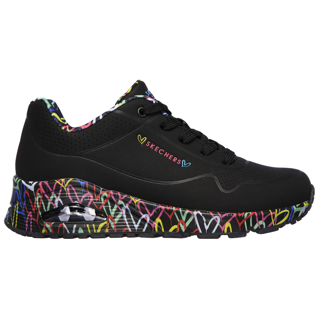 Skechers Wedgesneaker »UNO-LOVING LOVE« Freizeitschuh Halbschuh Schnürschuh mit coolem Graffiti-Print bestellen Exklusivangebot