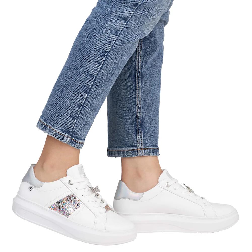 Rieker EVOLUTION Plateausneaker mit stylischen Metallic-Details Freizeitschuh Halbschuh Schnürschuh ▷ für Blitzangebot