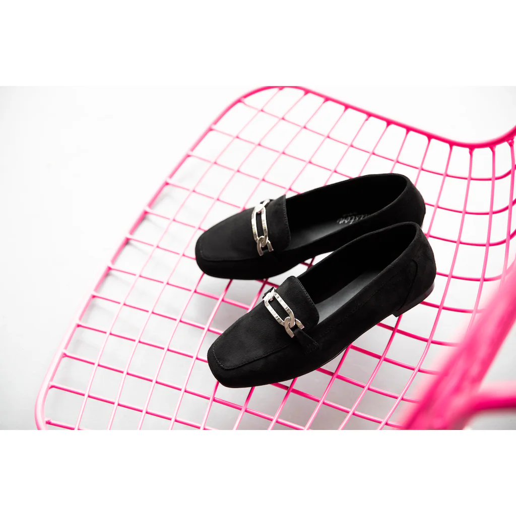 Aniston SHOES Loafer Slipper Schlupfschuh Flat Schmuckspange - NEUE KOLLEKTION Kostenloser Versand international