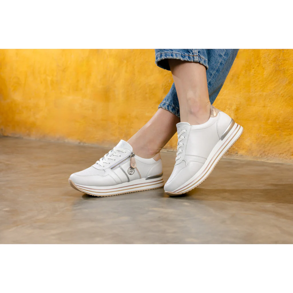 Remonte Plateausneaker Freizeitschuh Halbschuh Schnürschuh mit seitlichem Reißverschluss ▷ für Black Friday Preise