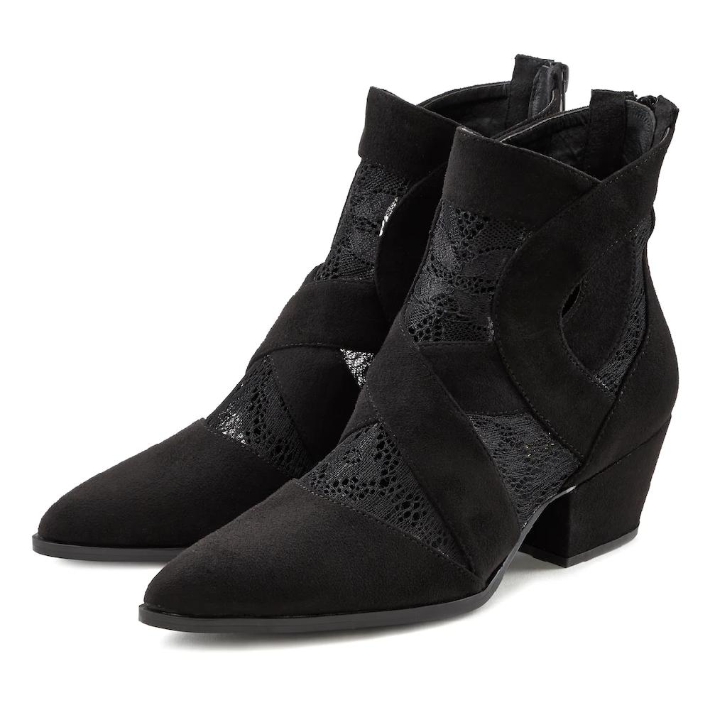 LASCANA Stiefelette mit Spitze & bequemen Blockabsatz Cowboy Boots Westernstiefel ▷ für Versandkostenfrei