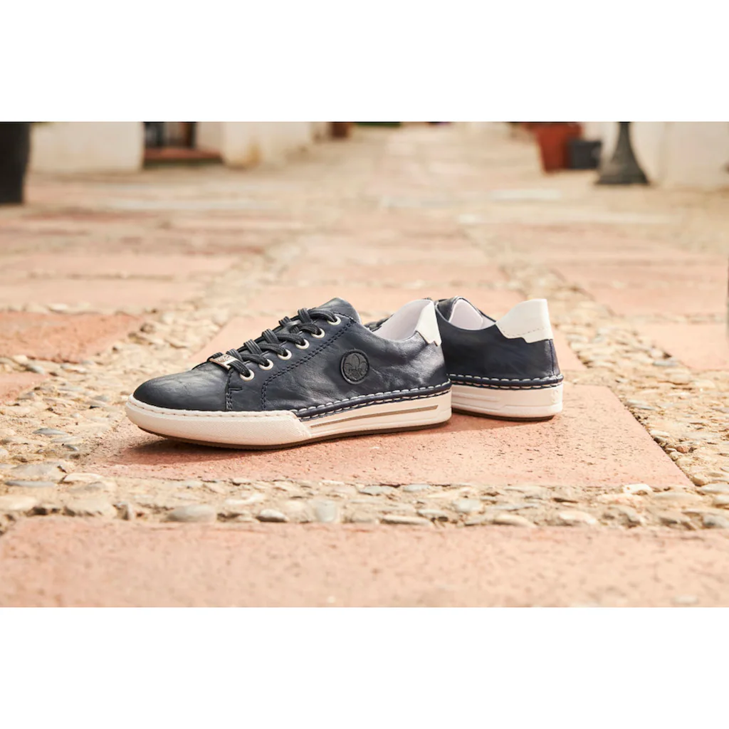 Rieker Plateausneaker Schnürschuh Halbschuh Freizeitschuh mit weißer Rahmennaht ▷ für Begrenztes Angebot