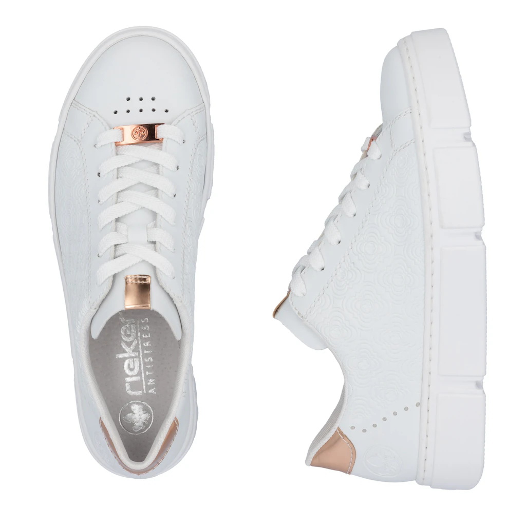 Rieker Plateausneaker mit metallicfarbenen Akzenten Freizeitschuh Halbschuh Schnürschuh Neueste Mode