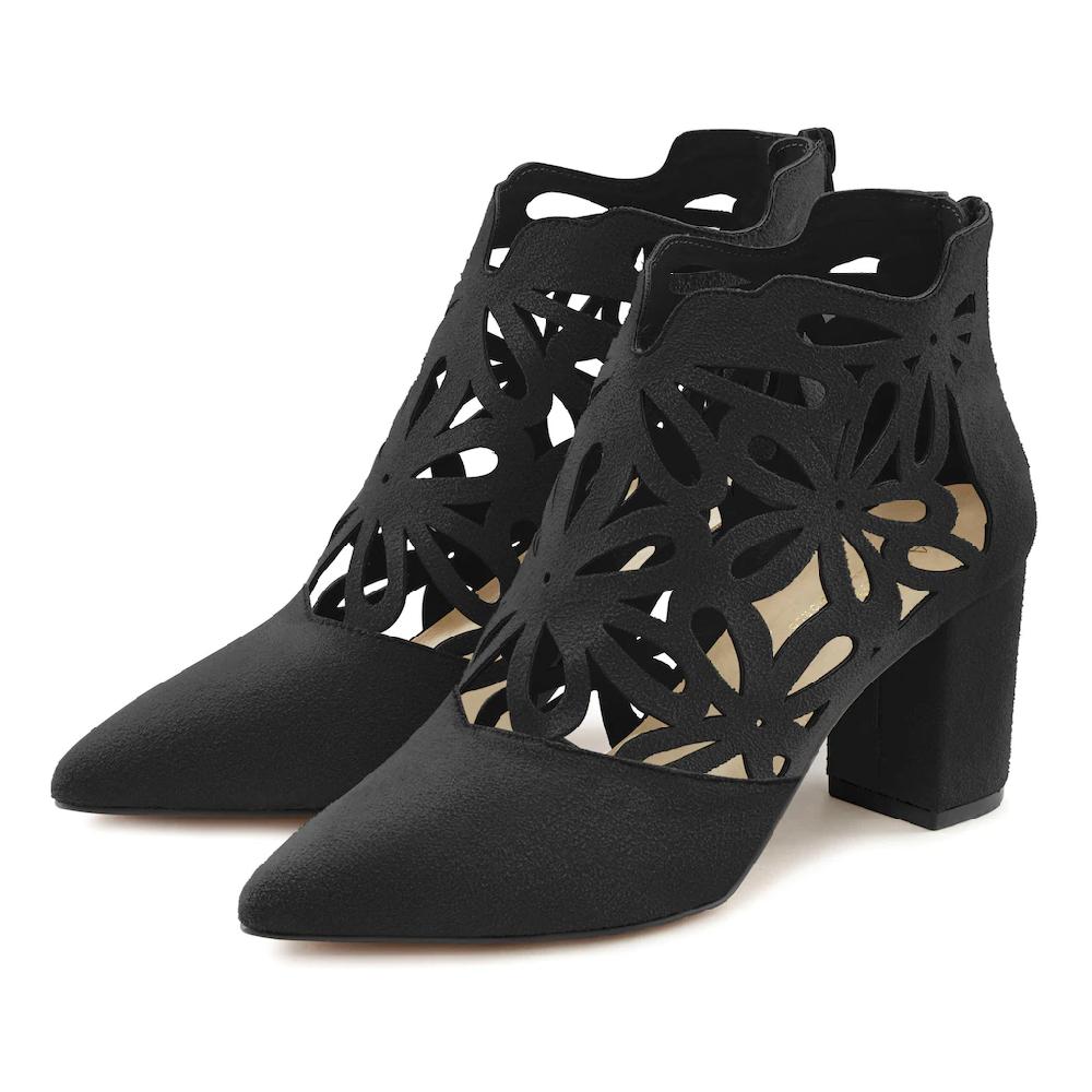 LASCANA High-Heel-Stiefelette mit femininer Spitze und Blockabsatz Ankle Boot Stiefel Letzter Tag