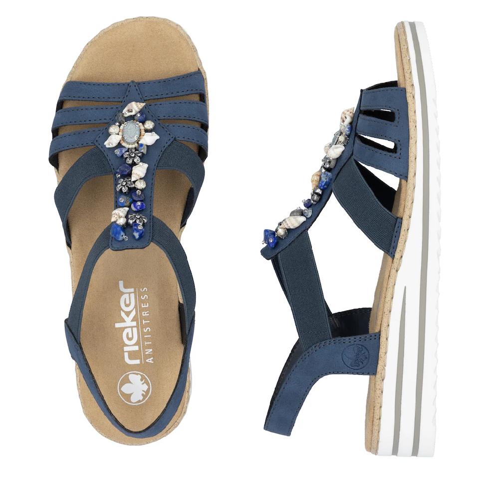 Rieker Riemchensandale Sommerschuh Sandalette Keilabsatz mit sommerlicher Verzierung kaufen Vierteljährliche Förderung