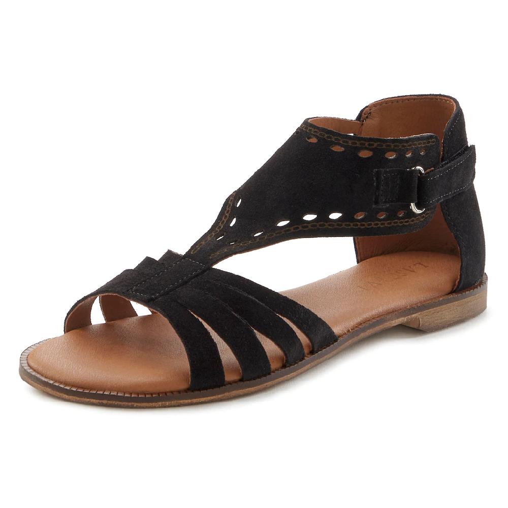 LASCANA Sandale Sandalette Sommerschuh aus hochwertigem Leder mit kleinen Cut-Outs Bis zu 55% Rabatt