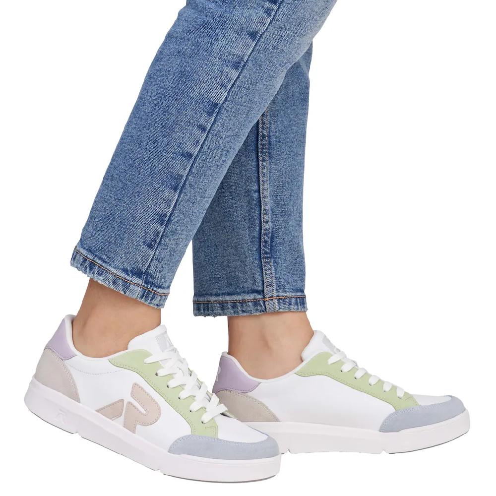 RIEKER Sport Plateausneaker Schnürschuh Halbschuh Freizeitschuh mit pastellfarbenen Akzenten online kaufen Flash Sale