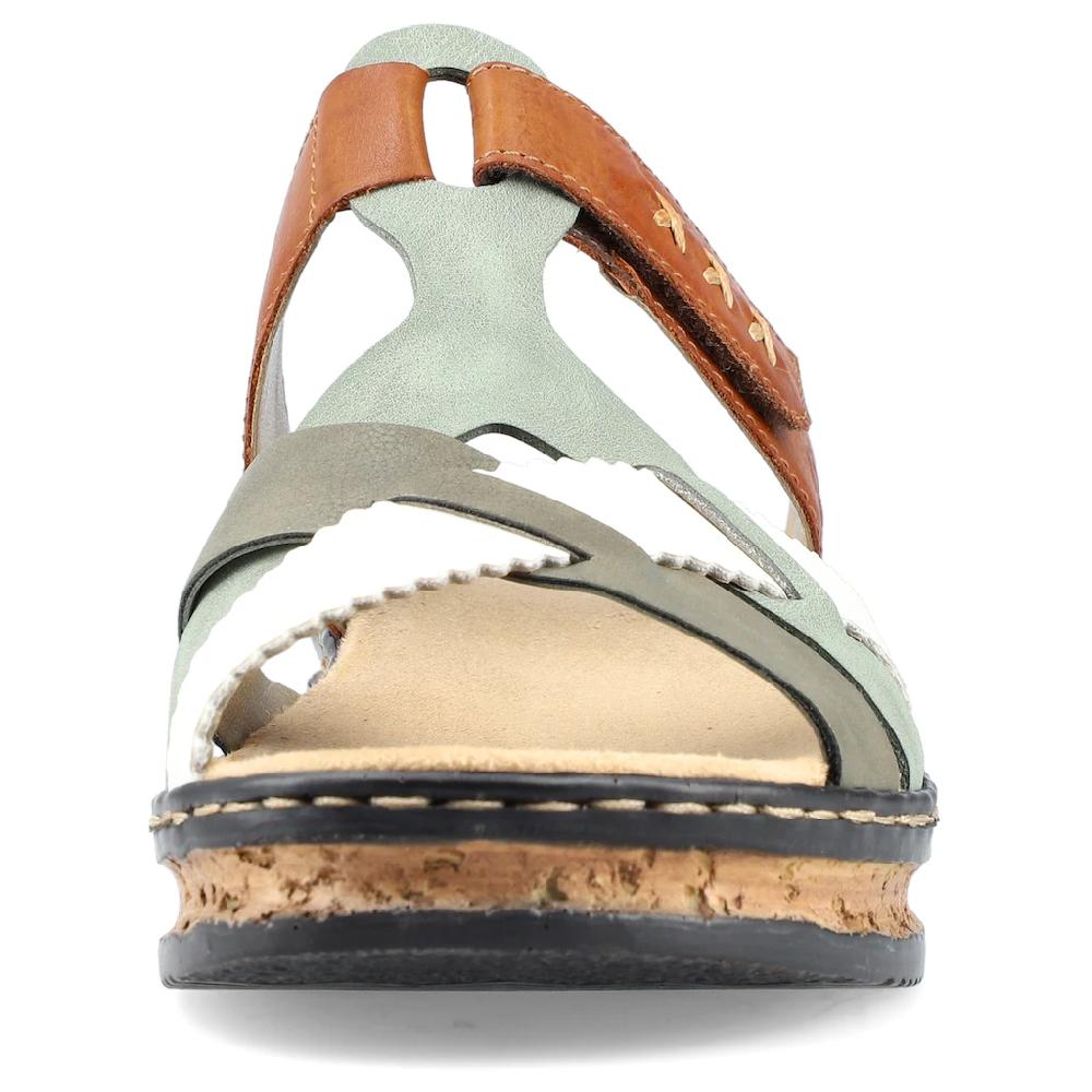 Rieker Pantolette Keilabsatz Sommerschuh Schlappen mit praktischem Klettriemchen online bestellen Online Shopping