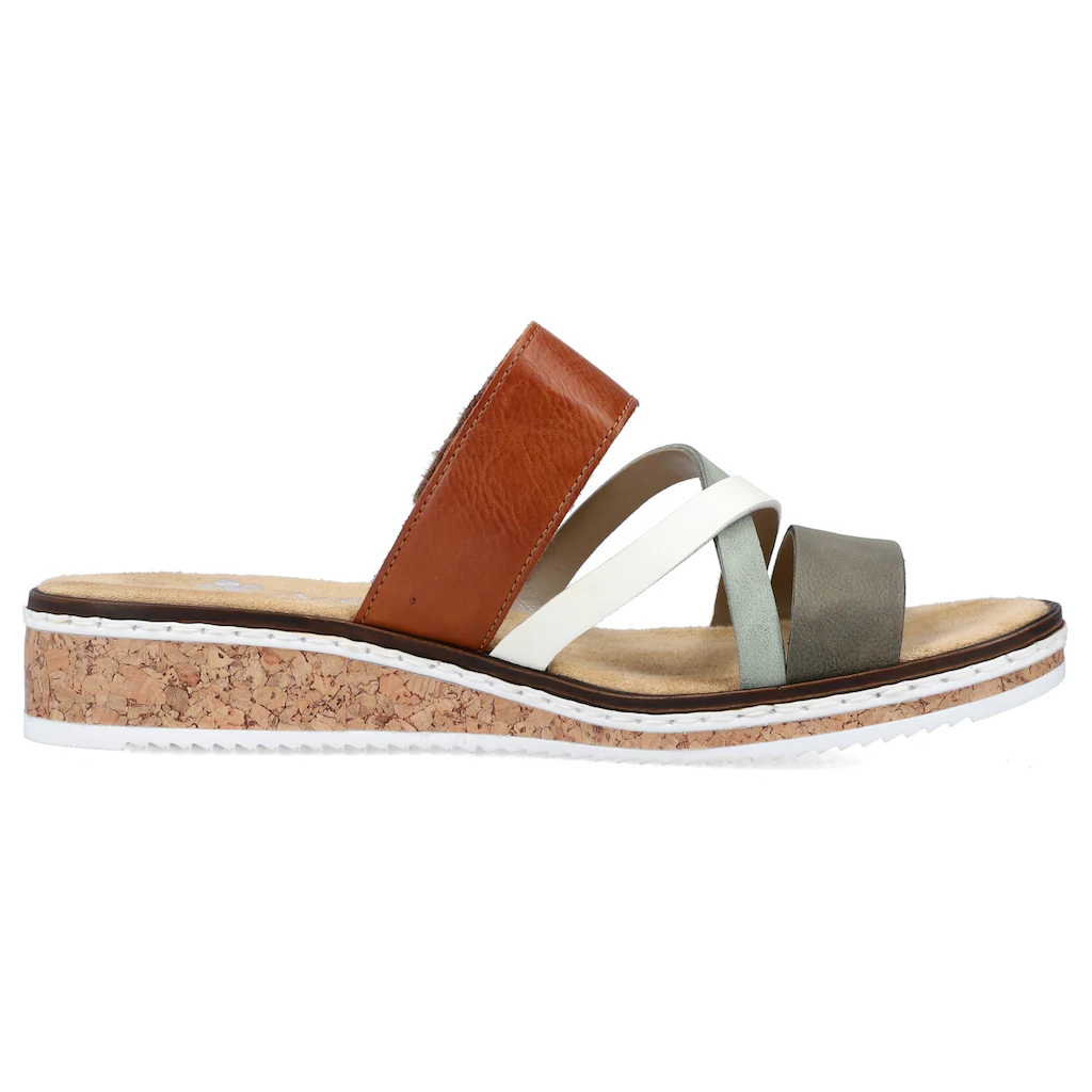 Rieker Pantolette Keilabsatz Sommerschuh Schlappen mit Klettriemchen online bestellen Zeitlich begrenztes Angebot
