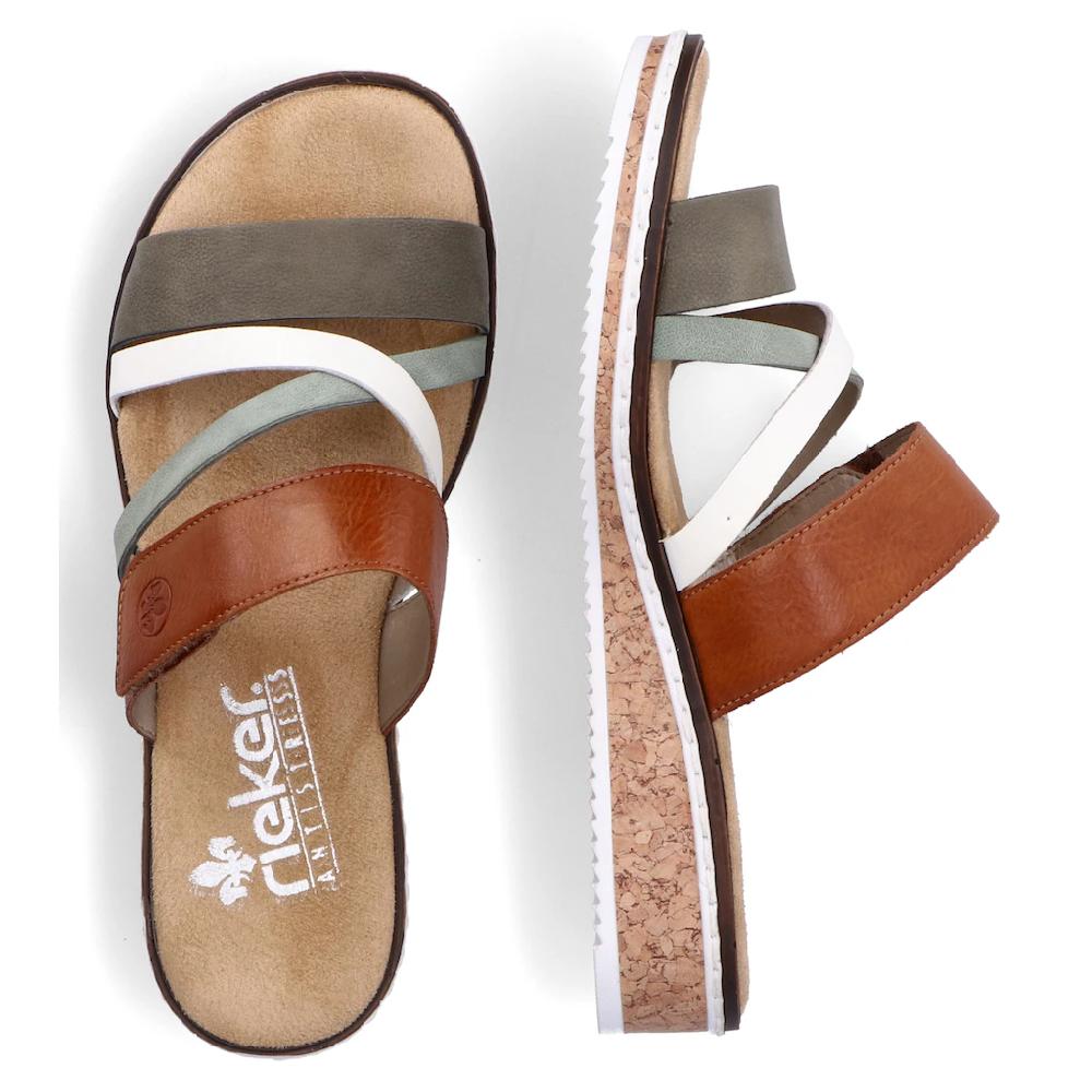 Rieker Pantolette Keilabsatz Sommerschuh Schlappen mit Klettriemchen online bestellen Zeitlich begrenztes Angebot