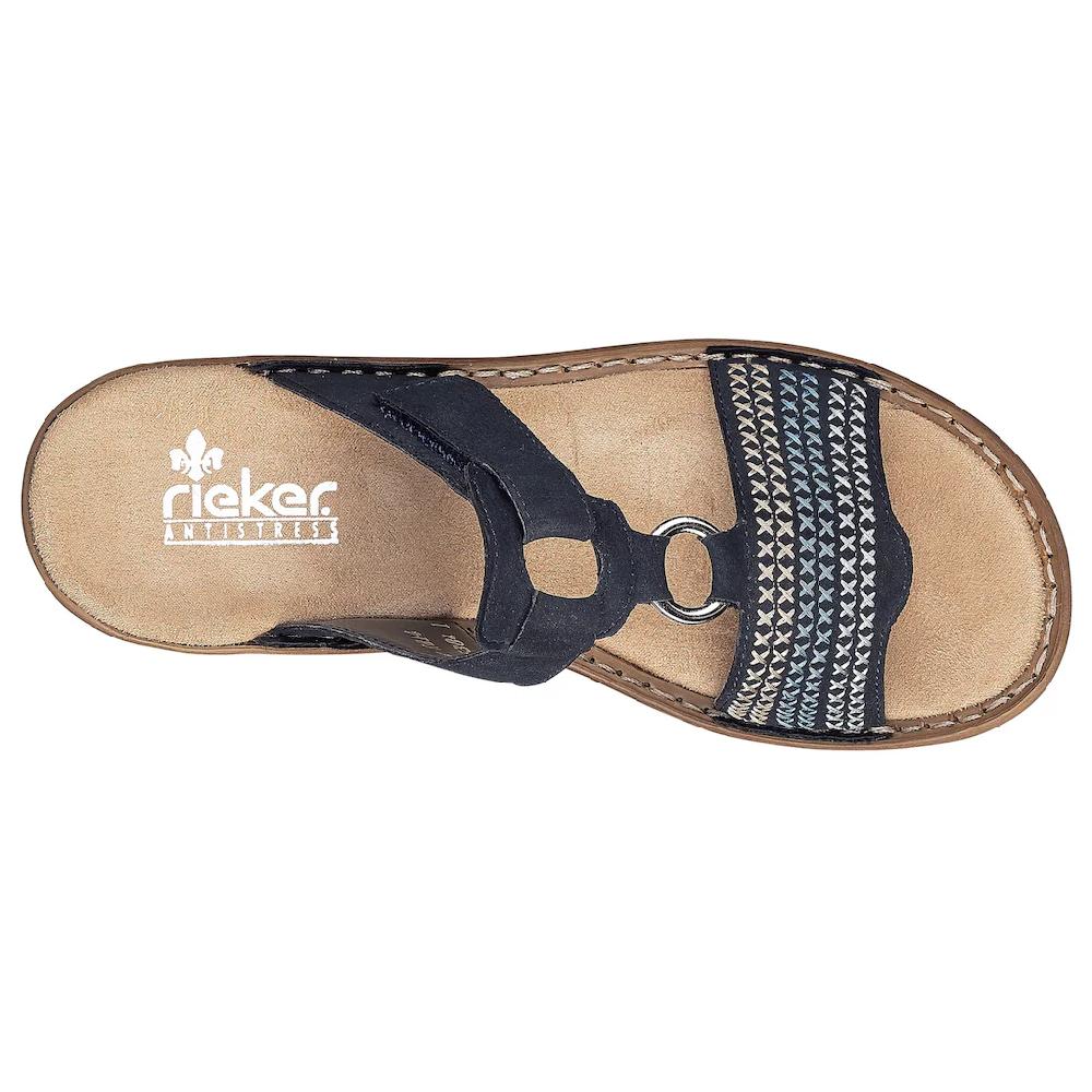 Rieker Pantolette Keilabsatz Sommerschuh Schlappen mit schöner Stickerei online bestellen Muttertagsangebot